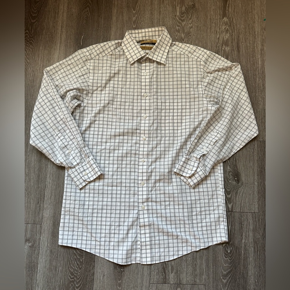 Roundtree & Yorke White and Gray Dress Shirt